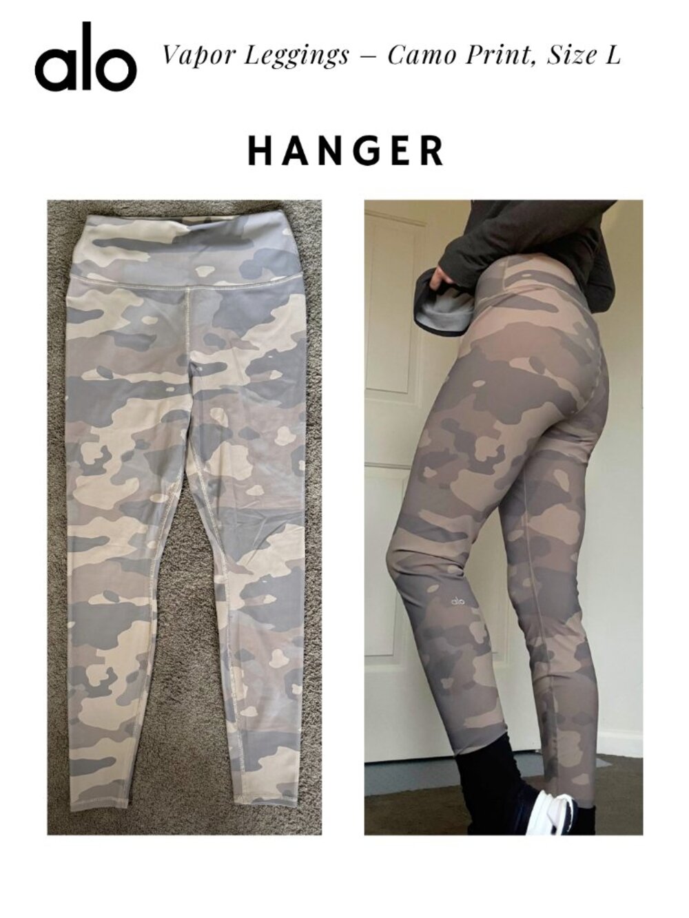 Alo Yoga Vapor Leggings – Camo Print, Size L - Picture 2 of 4